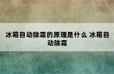 冰箱自动除霜的原理是什么 冰箱自动除霜